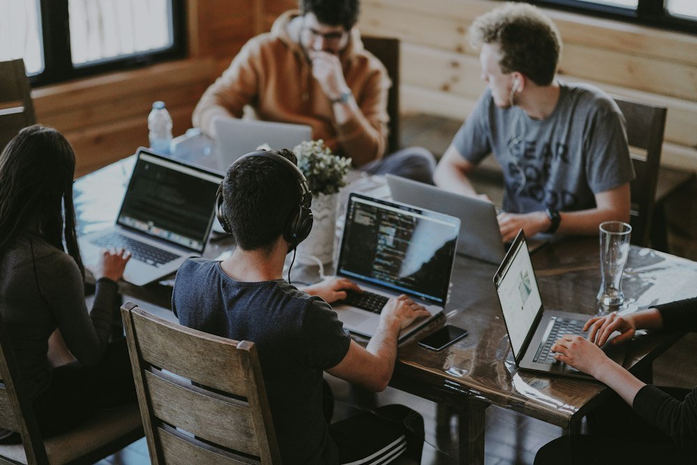 Diverse business team collaborating